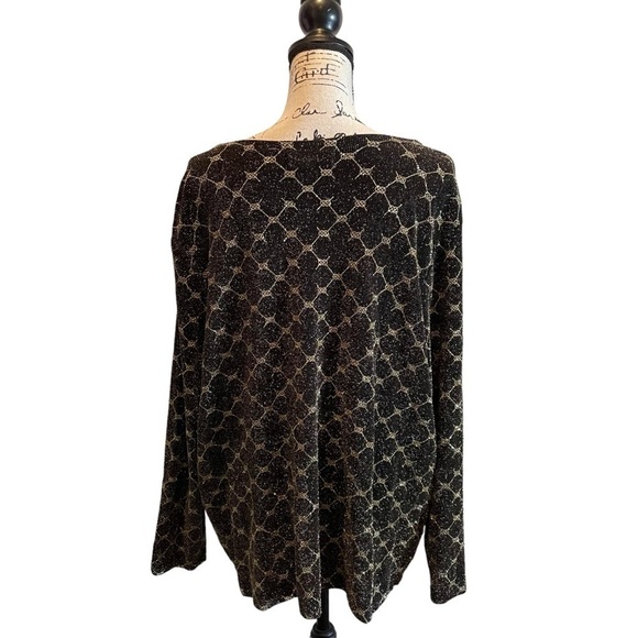 August Max Woman Cardigan Jacket Black Gold Metallic Size 2X stretch Formal - Picture 3 of 9